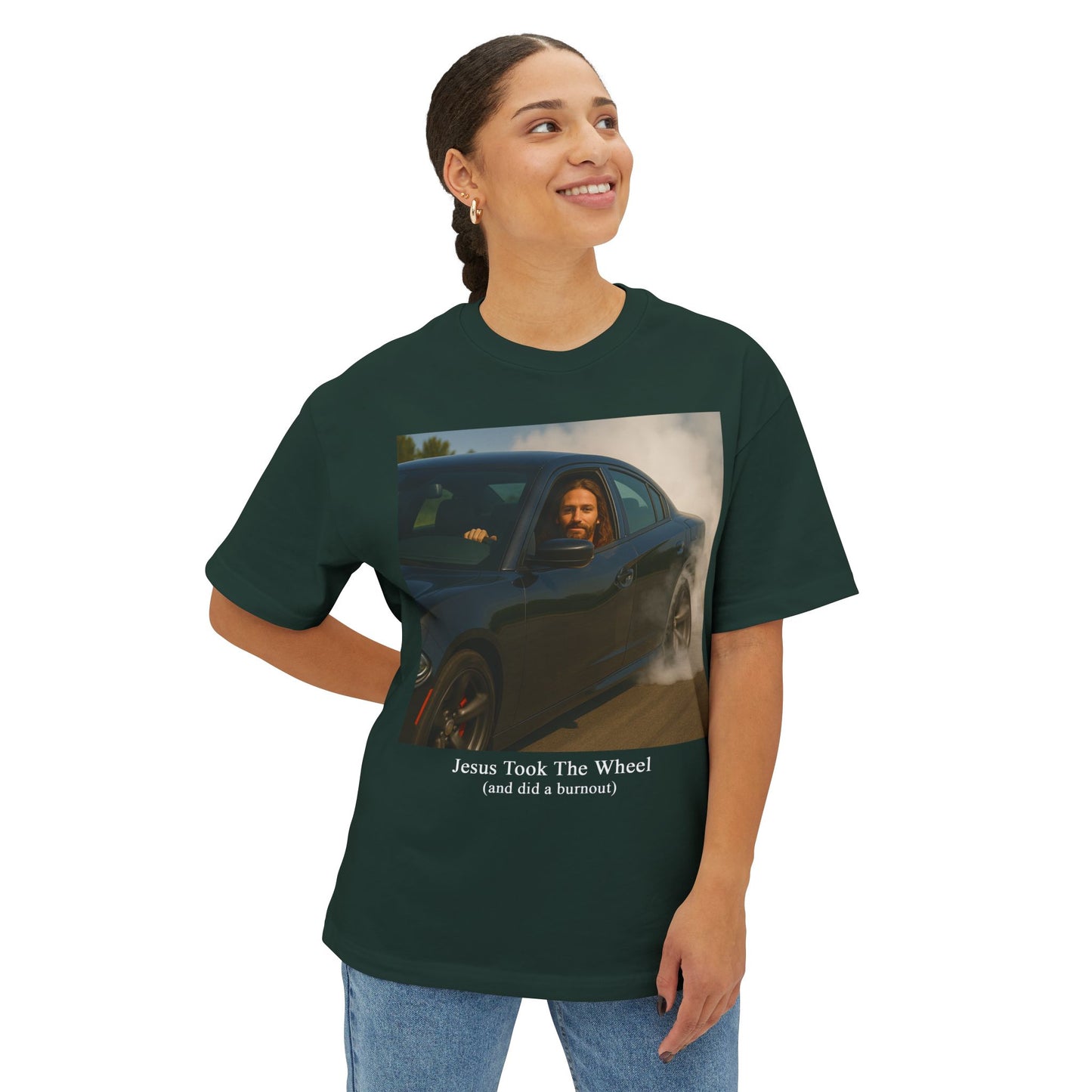 Jesus Took The Wheel And Did A Burnout T-Shirt