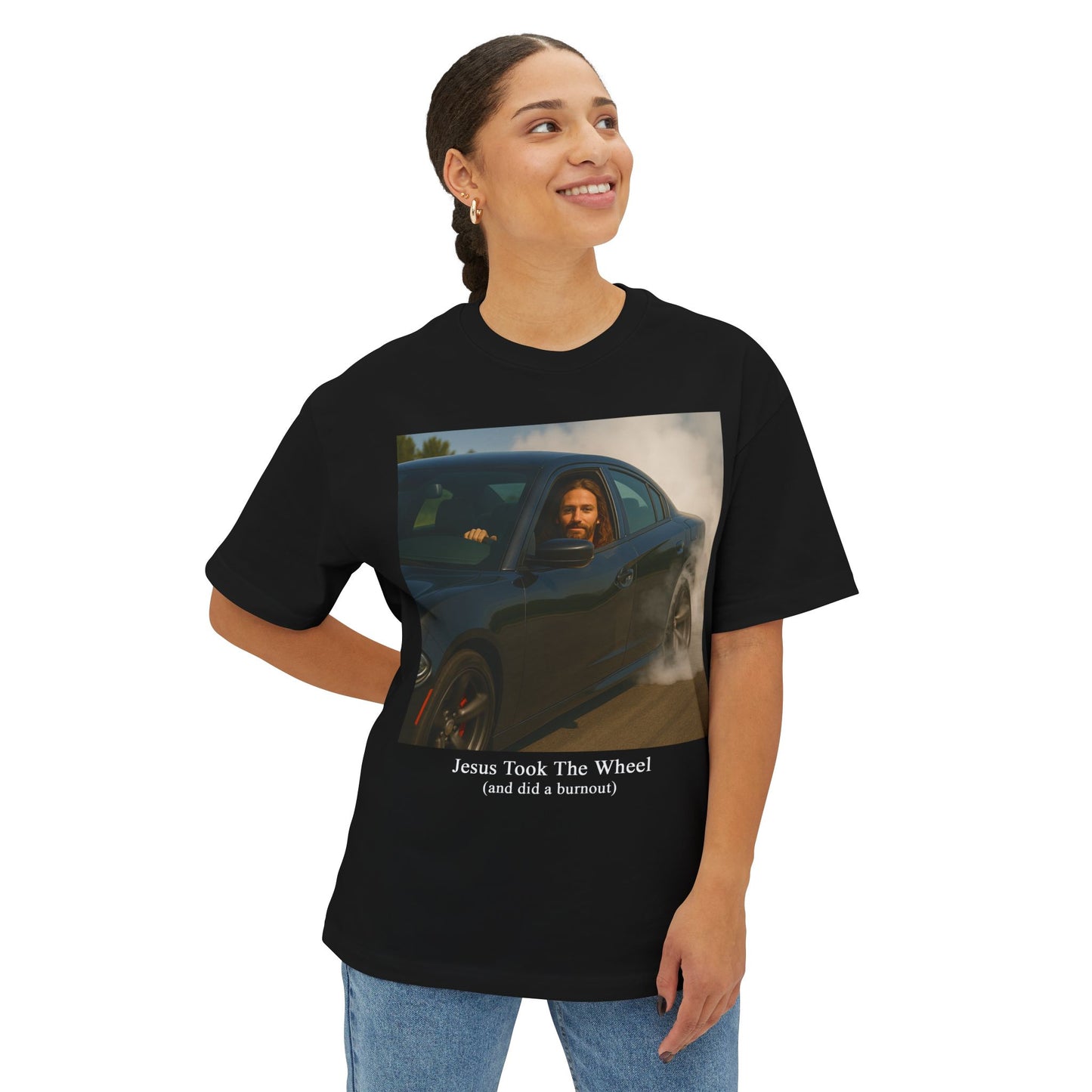 Jesus Took The Wheel And Did A Burnout T-Shirt